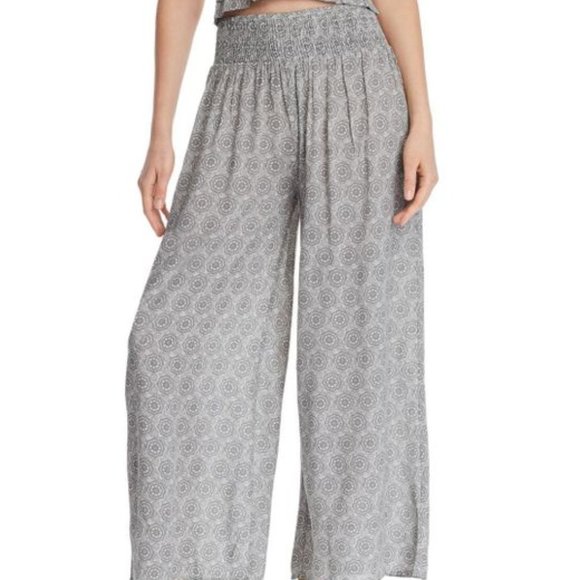 Aqua Pants - AQUA Medallion Smocked Wide Leg Pants